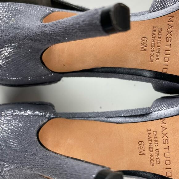Max Studio Silver Fabric Peep Toe Heels with Flower detail in Size 6 1/2M - Picture 10 of 15
